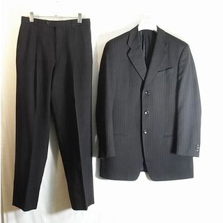 アルマーニ コレツィオーニ(ARMANI COLLEZIONI)のsize48☆美品☆アルマーニコレツォーニ３釦スーツ ブラック系ストライプ(セットアップ)