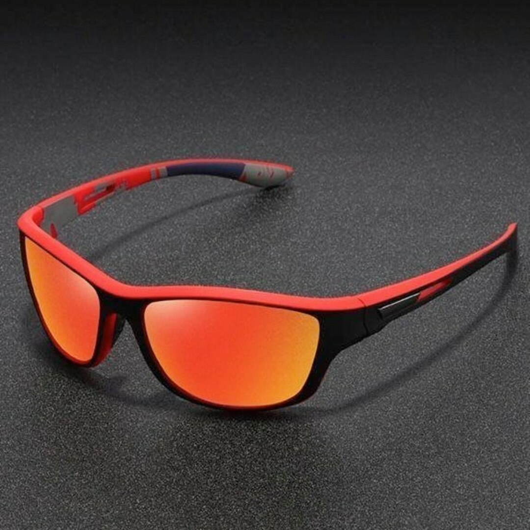 0392 新品 送料込み UV400 偏光ミラー サングラス 黒/赤 スポーツ/アウトドアのフィッシング(ウエア)の商品写真