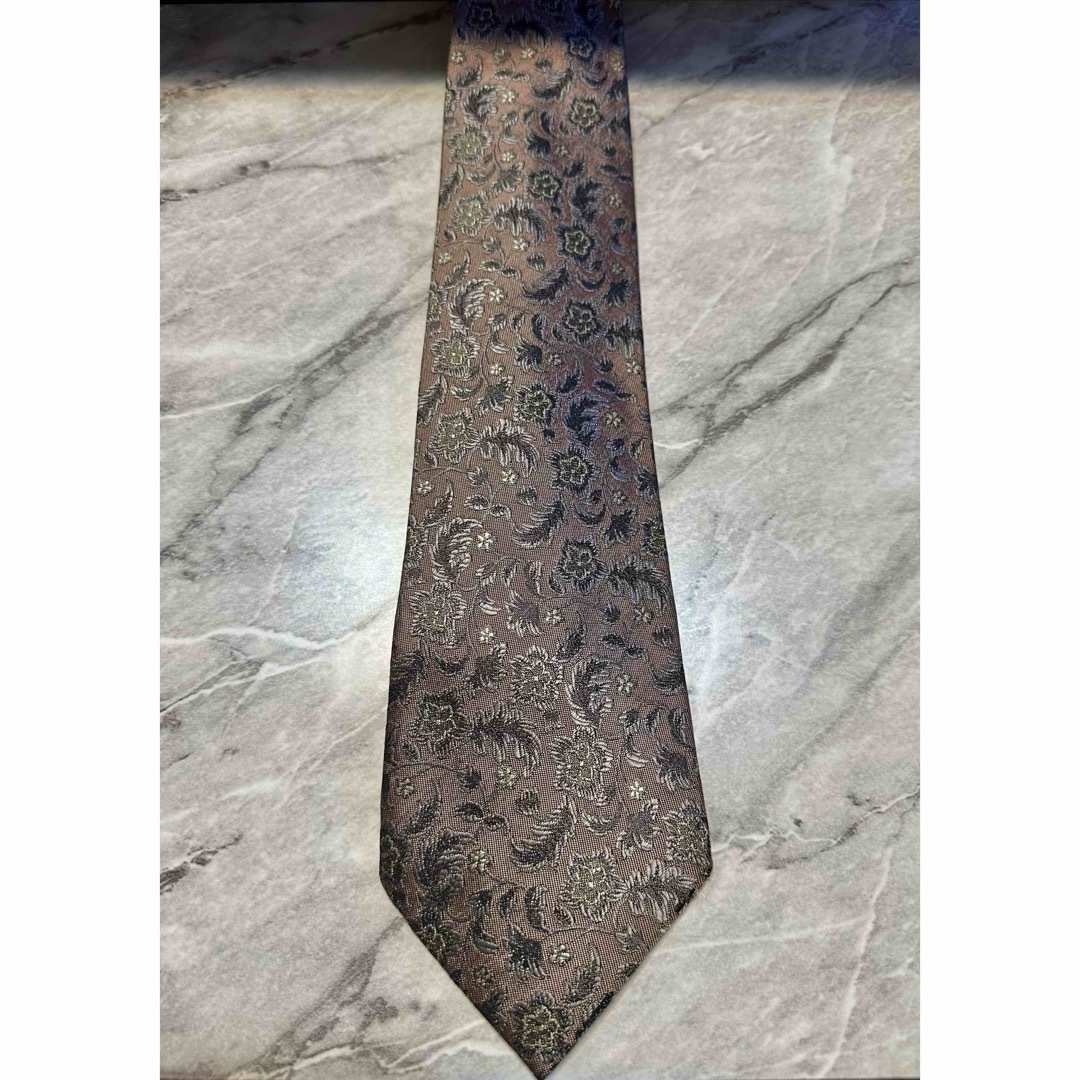 イヴサンローラン フローラル 花柄 刺繍 シルク100% ネクタイ