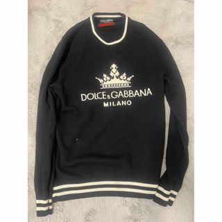 DOLCE&GABBANA ドルチェ&ガッバーナ ニット サイズ:48 レイヤード レーヨン リネン ナイロン ニット セーター プルオーバー ネイビー 紺 イタリア製 トップス 長袖【メンズ】