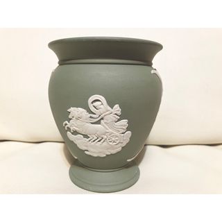 ウェッジウッド(WEDGWOOD)のウエッジウッド　ジャスパー　フラワーベース　セージグリーン　ヴィンテージ　花瓶(花瓶)