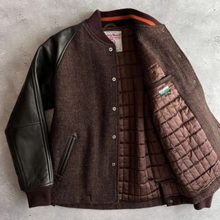 ポールスミス(Paul Smith)の希少 ポールスミス × ハリスツイード 袖レザー ツイード スタジャン M(スタジャン)