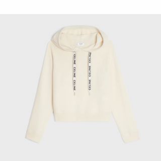 セリーヌ(celine)の完売品　セリーヌ　フード付クロップドセーター　ニット　カシミア　オフホワイト(ニット/セーター)