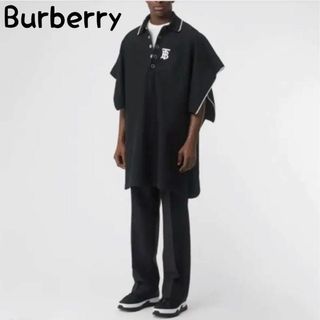 バーバリー(BURBERRY)の美品　Burberry TBロゴ　オーバーサイズ　ポロ　ポンチョ　ブラック(ポンチョ)