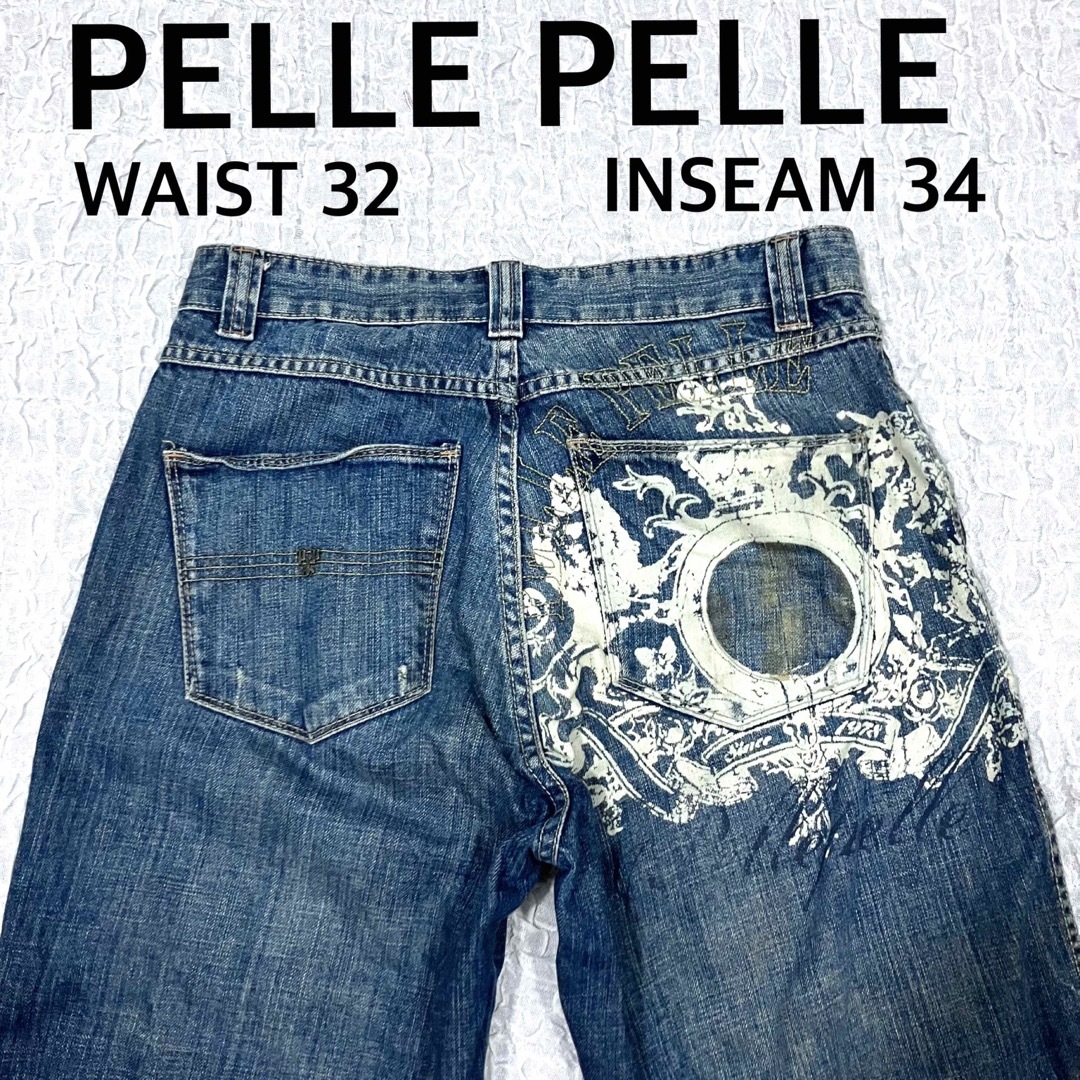 pelle pelle ペレペレ　バギーパンツ　カラー　オレンジ　　w36