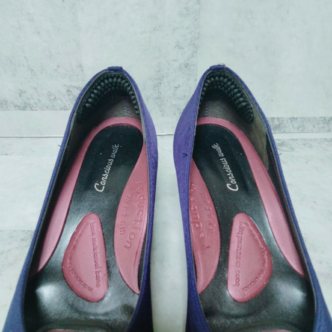 【美品】 RAKUNA ラクナ 整体パンプス 23.5cm 4E 幅広 健康靴 レディースの靴/シューズ(ハイヒール/パンプス)の商品写真