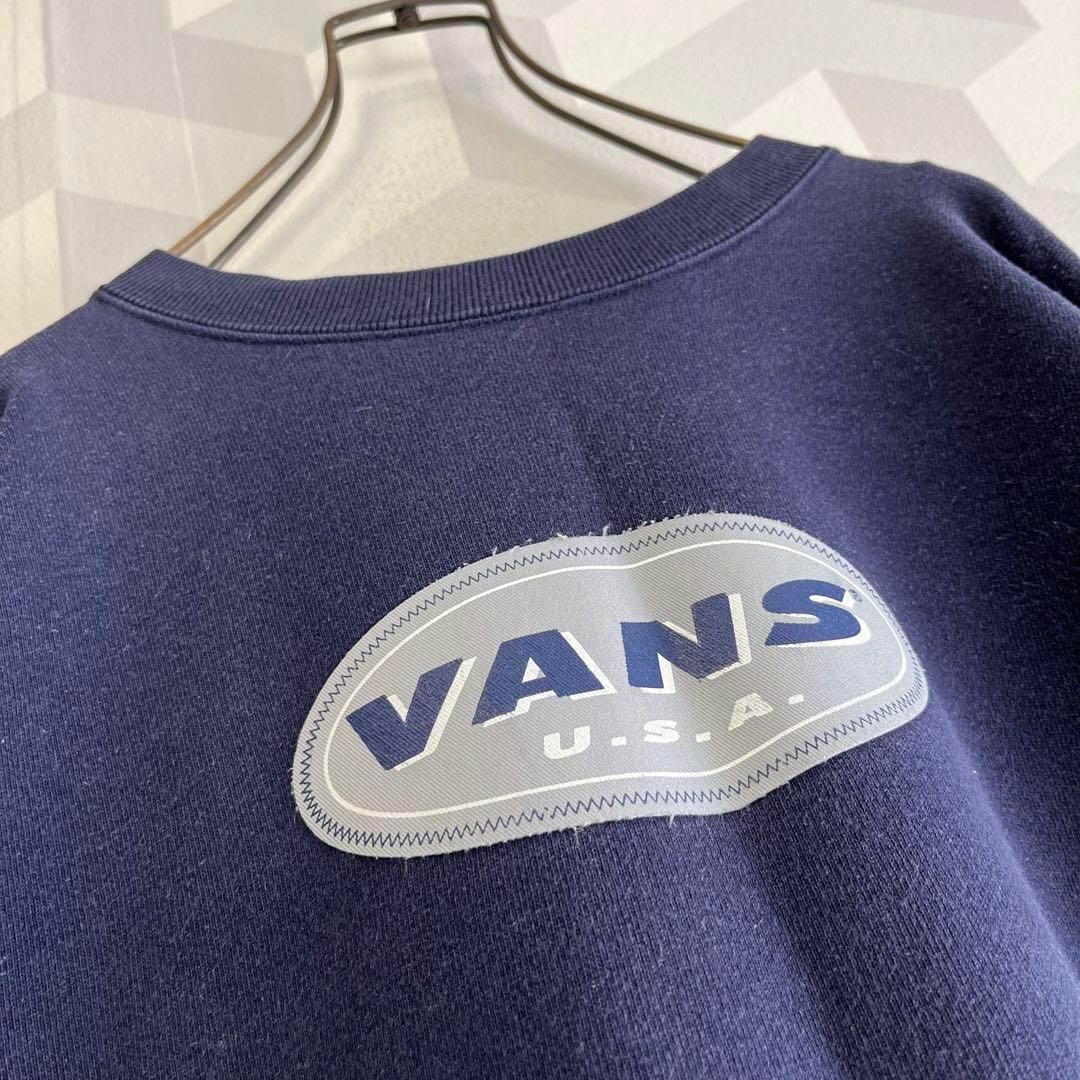 【90s Old Vans】サイズL ロゴ スウェットトレーナー ネイビーバンズ