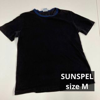 サンスペル(SUNSPEL)のSUNSPEL サンスペル　Tシャツ　ブラック　襟ネイビー　リンガー　古着(Tシャツ/カットソー(半袖/袖なし))