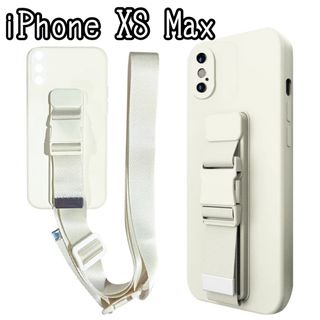 iPhone XS max ケース ホワイトベージュ シリコン スマホショルダー(iPhoneケース)