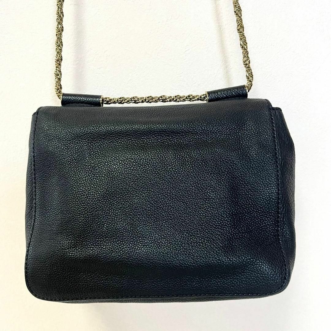 Chloe エルシー　チェーンショルダーバッグ　レザー　ブラック　ゴールド金具