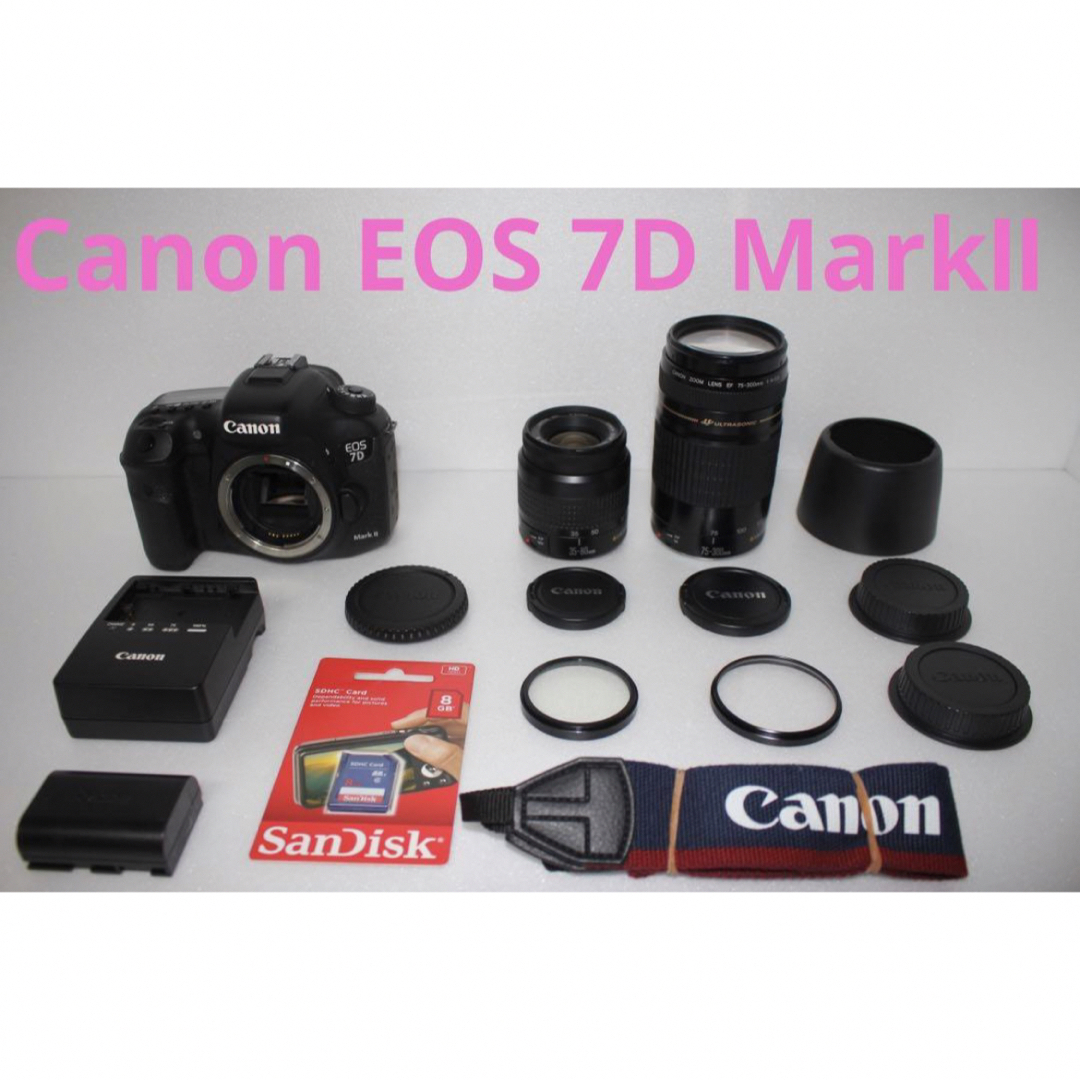 キャノン☆Canon EOS 7D Mark II標準&望遠&ダブルレンズセットカメラ