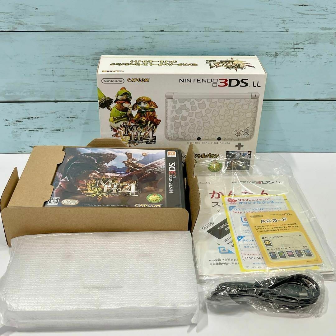 【完品・美品】ニンテンドー3DSLL モンスターハンター アイルーホワイト 本体