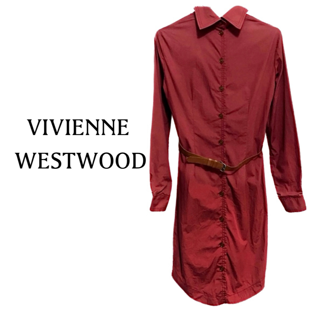 Vivienne Westwood(ヴィヴィアンウエストウッド)のヴィヴィアンウエストウッド《希少》ワンポイント オーブ 長袖 シャツ ワンピース レディースのトップス(シャツ/ブラウス(長袖/七分))の商品写真