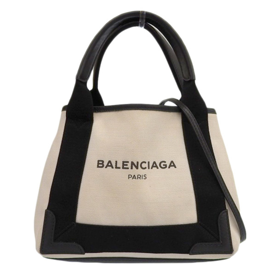 Balenciaga バレンシアガ キャンバス ネイビーカバスXS 2WAY ハンドバッグ 390346 アイボリー/ブラック gyレディース