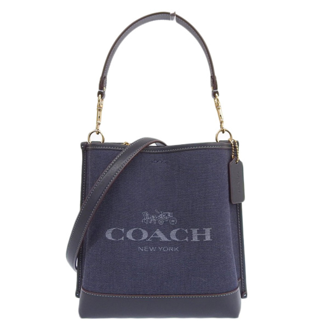 コーチ COACH ショルダーバッグ 2WAY フローラル レザー 38417 ブルー シルバー金具Sランク