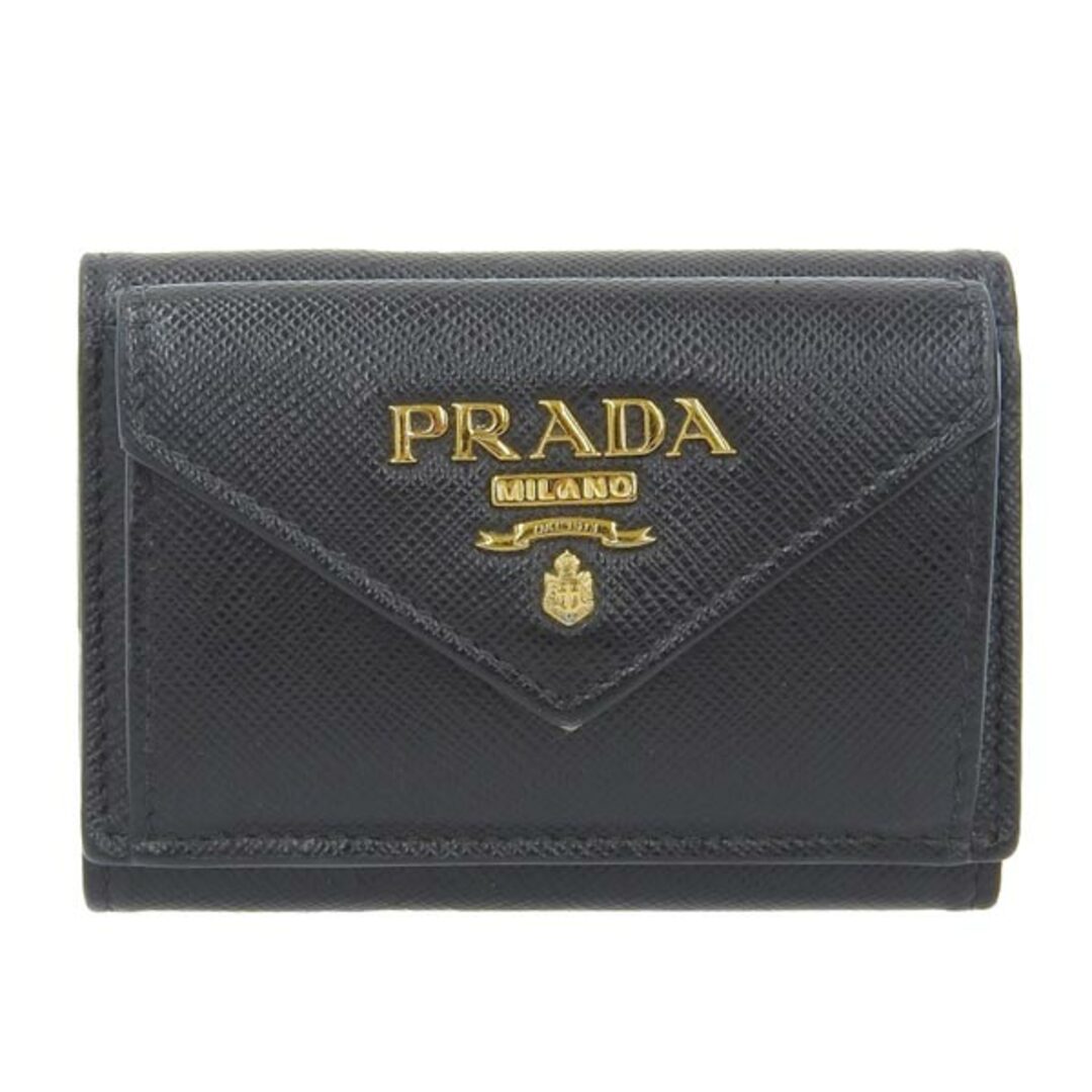 PRADA プラダ サフィアーノ 三つ折り コンパクト財布 - ブラック gyその他