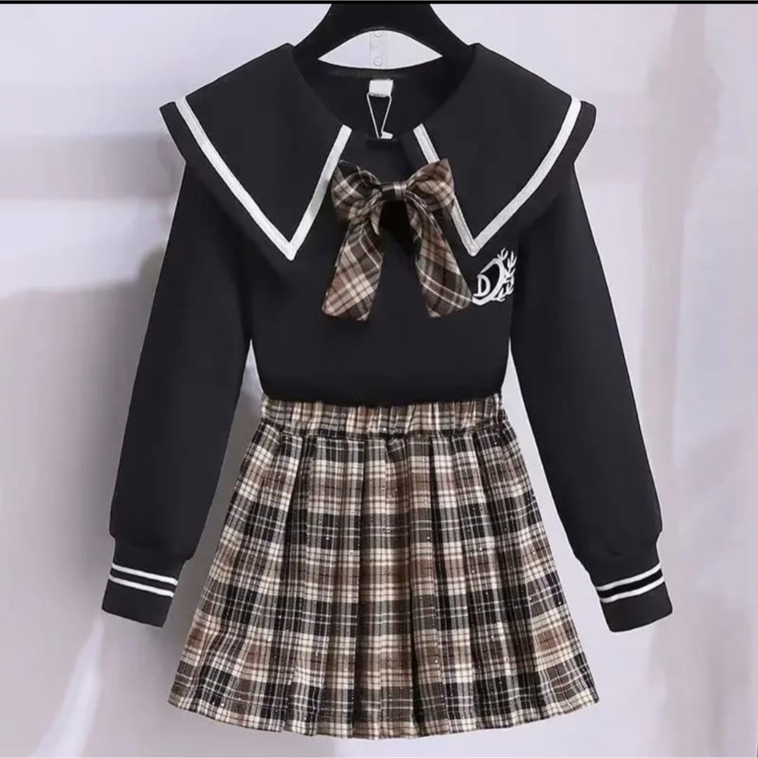 新品 セーラー服風 セットアップ ブラック 140 女の子 ガールズ 新品 セーラー服風 セットアップ ブラック 140 女の子 ガールズ