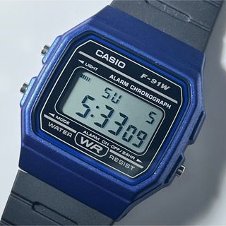 カシオ(CASIO)の新品 CASIO F-91W ブルー クォーツクロノグラフ(腕時計(デジタル))