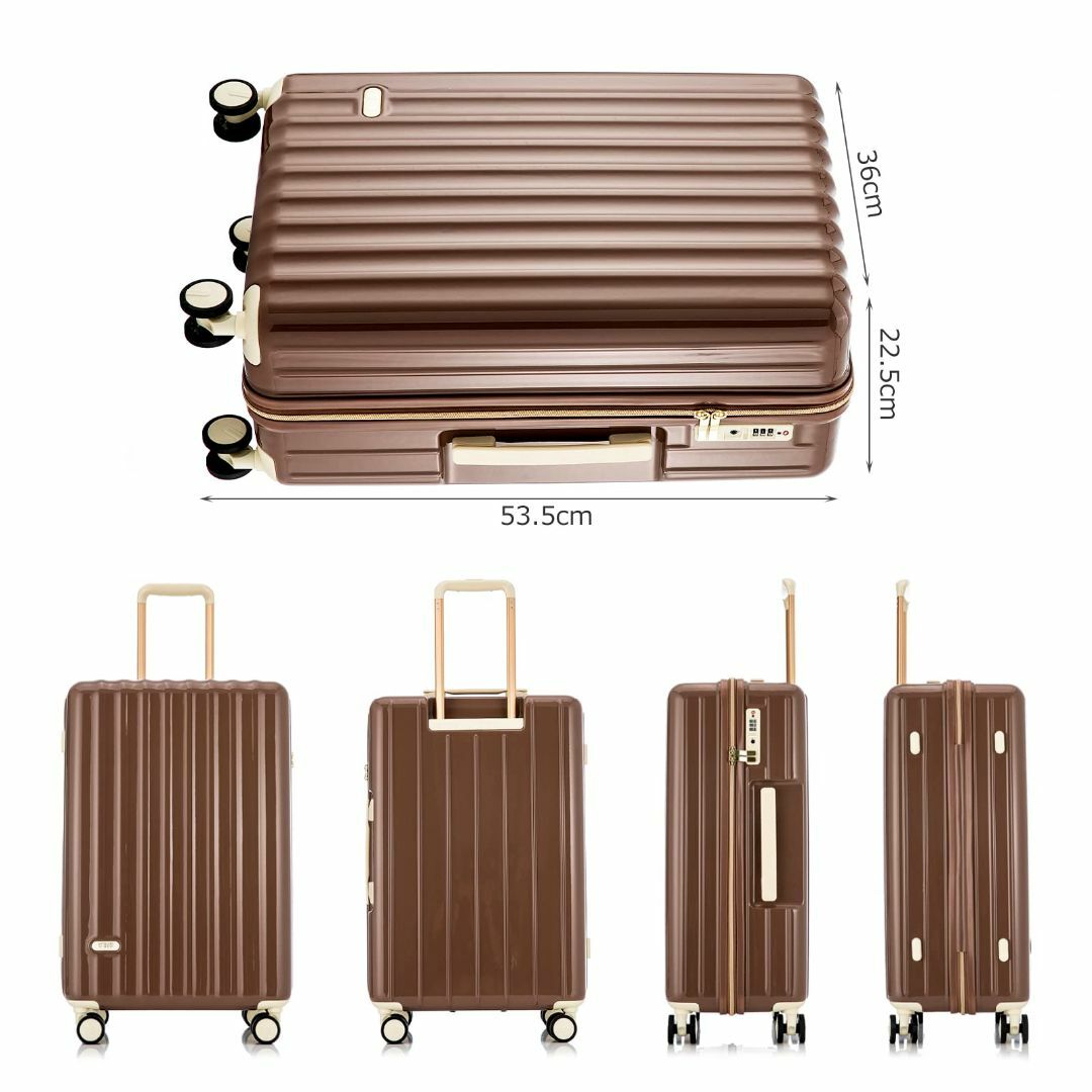 【色: コーヒー色】[タビトラ] スーツケース キャリーケース ファスナーフレー約265KG容量