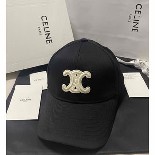 【人気】【希少】CELINE セリーヌ ゴールド金具 キャップ ブラック 黒