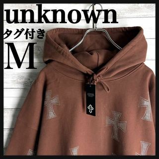 6713【タグ付き】アンノウン☆ラインストーン肉厚パーカー即完売モデル　入手困難