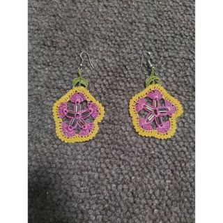 トルコ　ハンドメイド　オヤ刺繍　ベリーダンス　ジプシー　イヤリング　アクセサリー(ピアス)