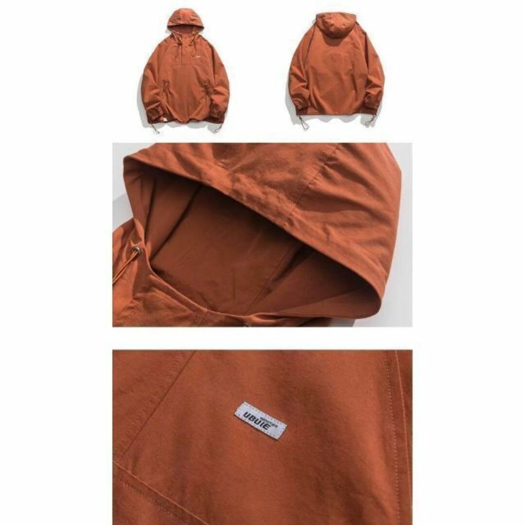 アノラック ハーフジップ フーディ マウンテンパーカー L オレンジブラウン メンズのジャケット/アウター(マウンテンパーカー)の商品写真