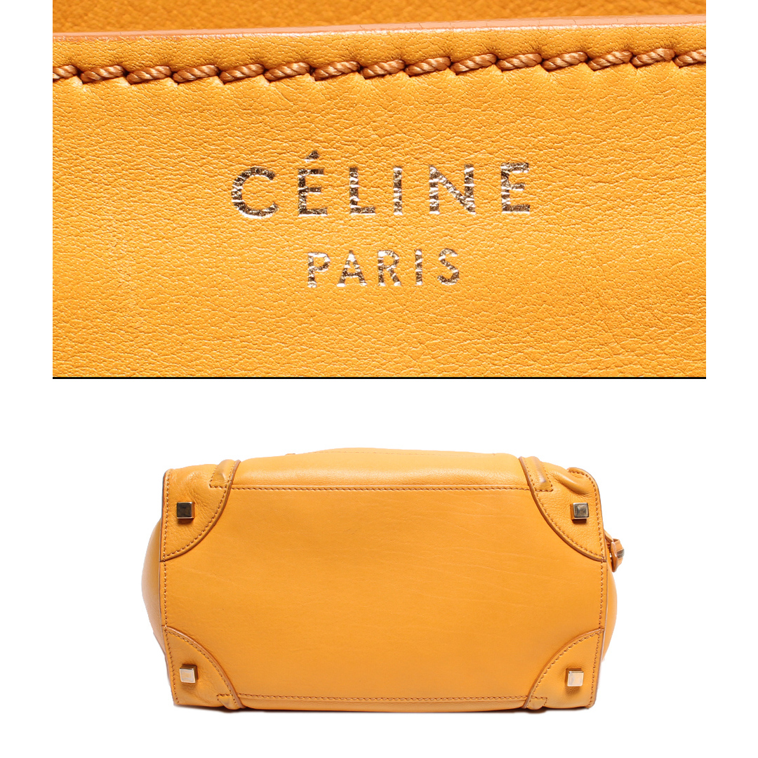 celine(セリーヌ)のセリーヌ レザーハンドバッグ ショルダーバッグ マスタード系 レディース レディースのバッグ(ハンドバッグ)の商品写真