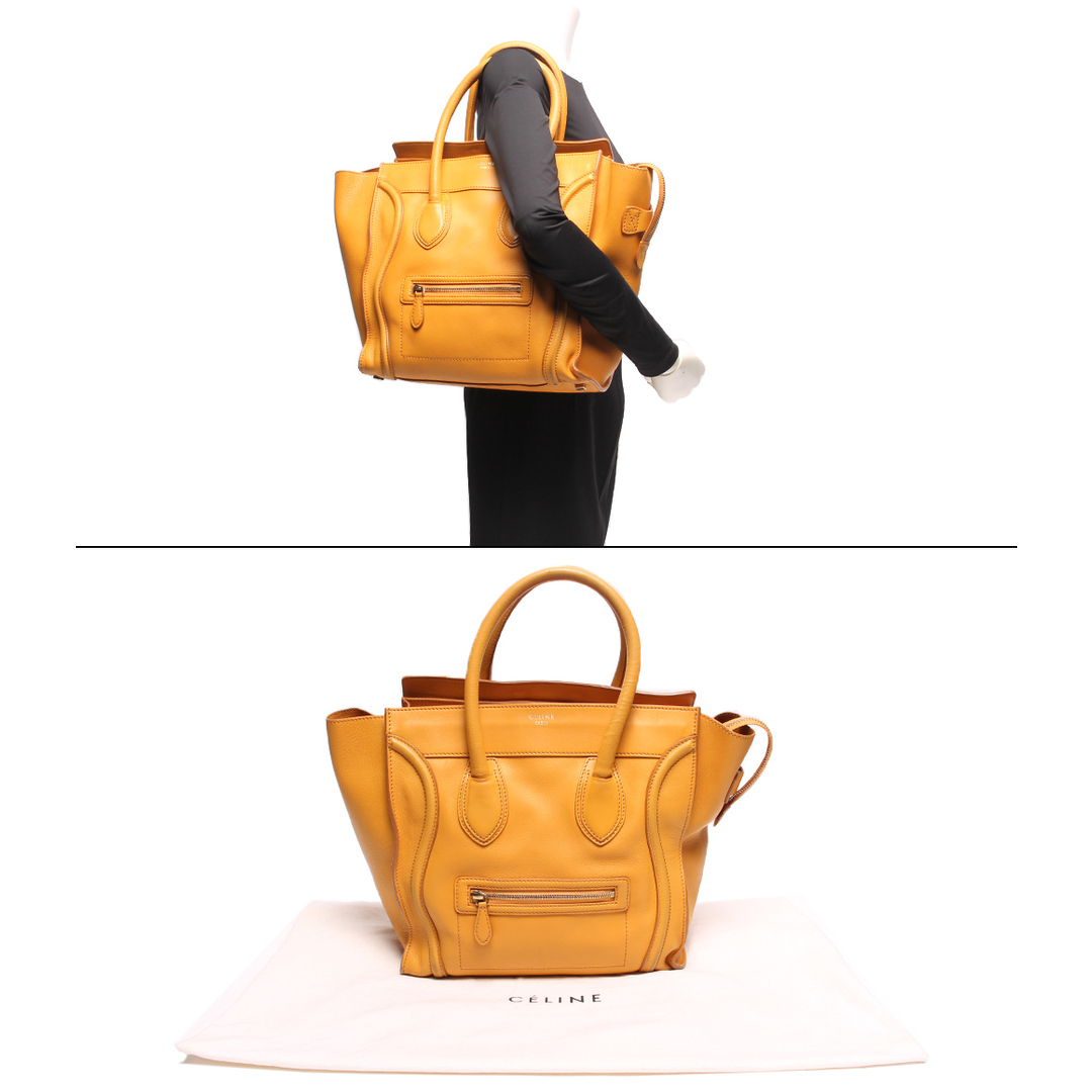 celine(セリーヌ)のセリーヌ レザーハンドバッグ ショルダーバッグ マスタード系 レディース レディースのバッグ(ハンドバッグ)の商品写真