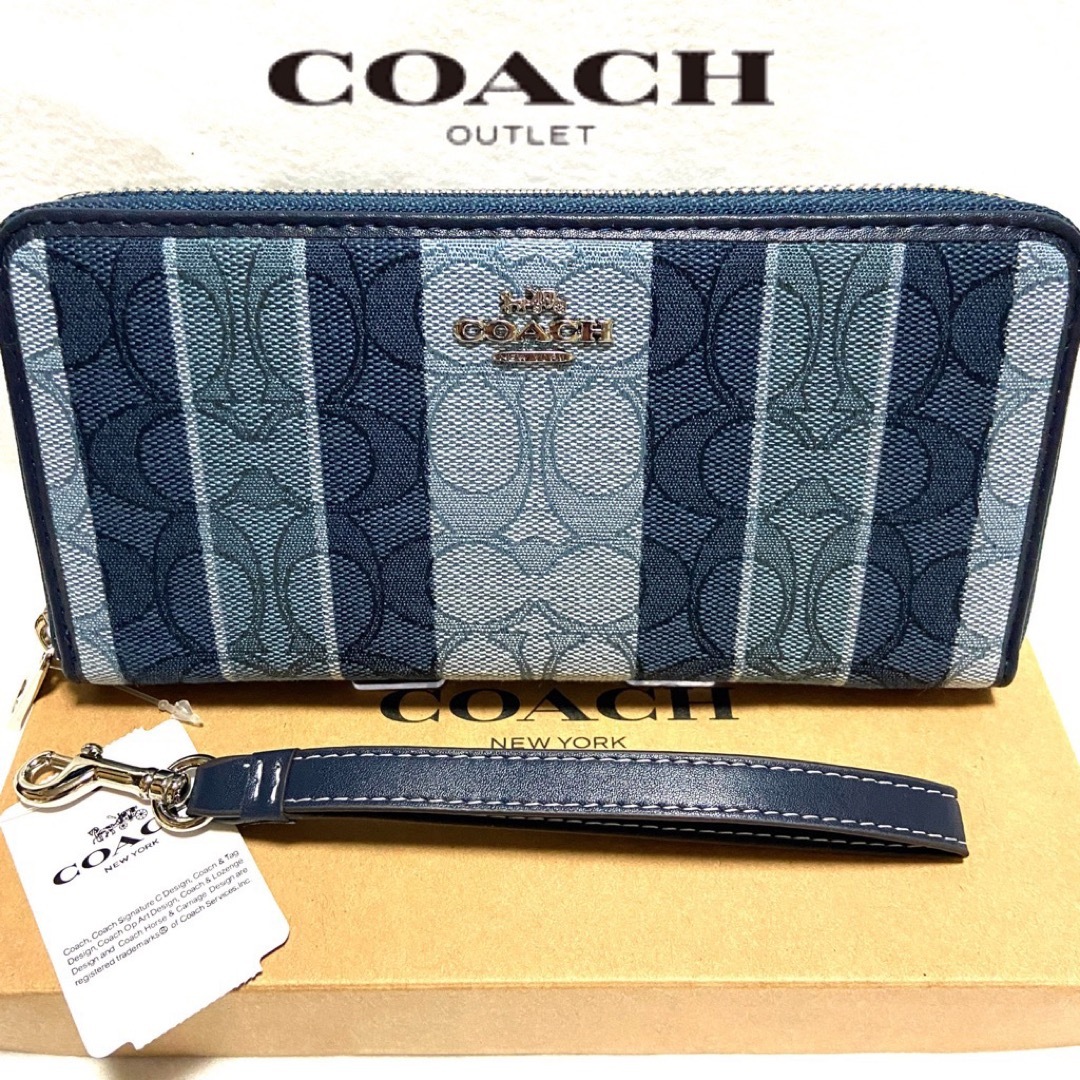 COACH(コーチ)の贈り物にも☆コーチ 人気のデニムストライプ 男女 おしゃれ 長財布 メンズのファッション小物(長財布)の商品写真