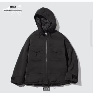 ユニクロ(UNIQLO)のXSサイズ　黒　ハイブリットダウンオーバーサイズパーカー　ブラック　XSサイズ(ダウンジャケット)