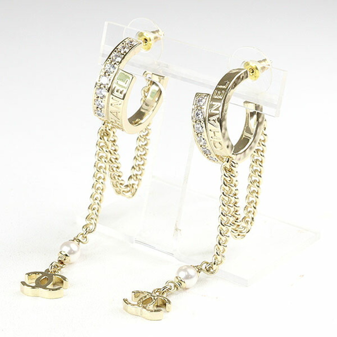 CHANEL - シャネル フープ ピアス メタル ストラス コスチュームパール