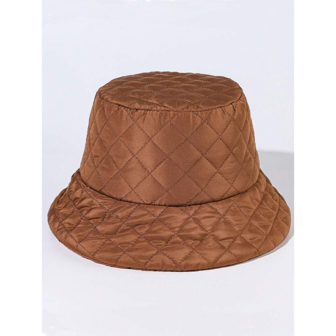 ZARA(ザラ)のキルティング バケットハット バケハ 帽子 防寒 旅行 ブラウン レディースの帽子(ハット)の商品写真