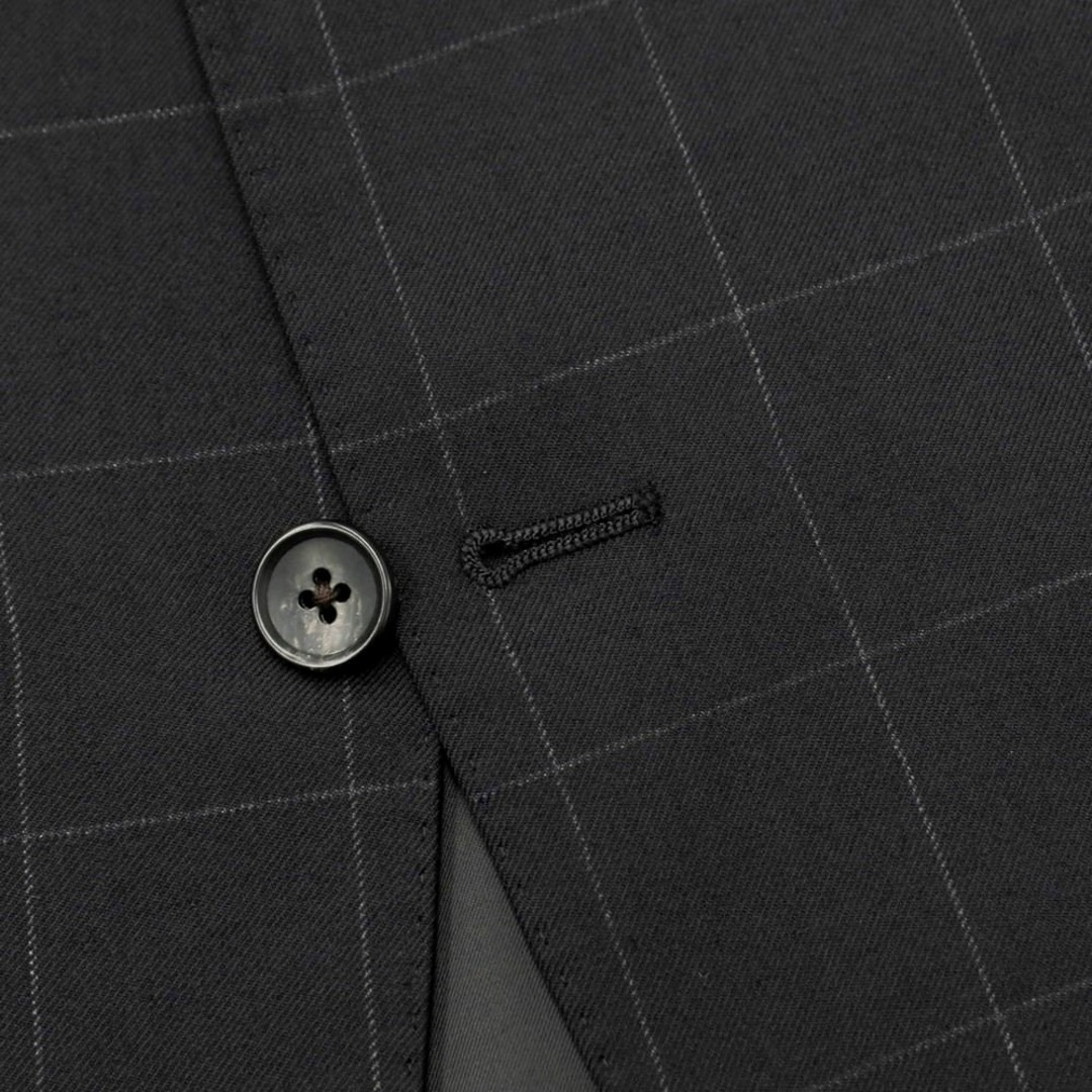 シンプリシテェ Simplicite ウール ウインドウペーンチェック 2つボタンスーツ ブラックxグレー系【サイズ44】【メンズ】
