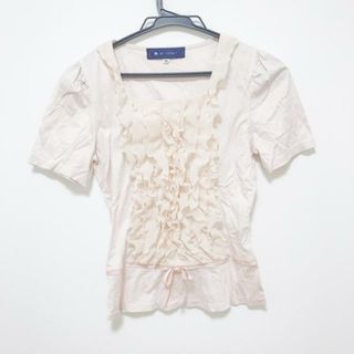 エムズグレイシー カットソー Tシャツ ネイビー 38 綿 透かしレース