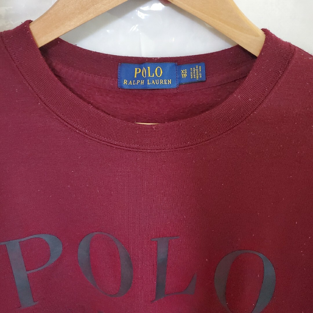 POLO RALPH LAUREN(ポロラルフローレン)のポロ ラルフローレン 裏起毛 ロゴTシャツ ワインレッド XS〜Sサイズ えんじ メンズのトップス(シャツ)の商品写真