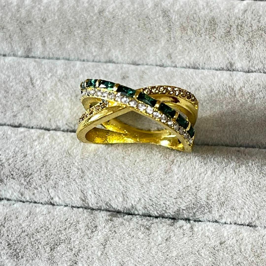 指輪　ユニセックス　ゴールド　クロス　紳士　ダイヤモンド　シック　エレガント レディースのアクセサリー(リング(指輪))の商品写真