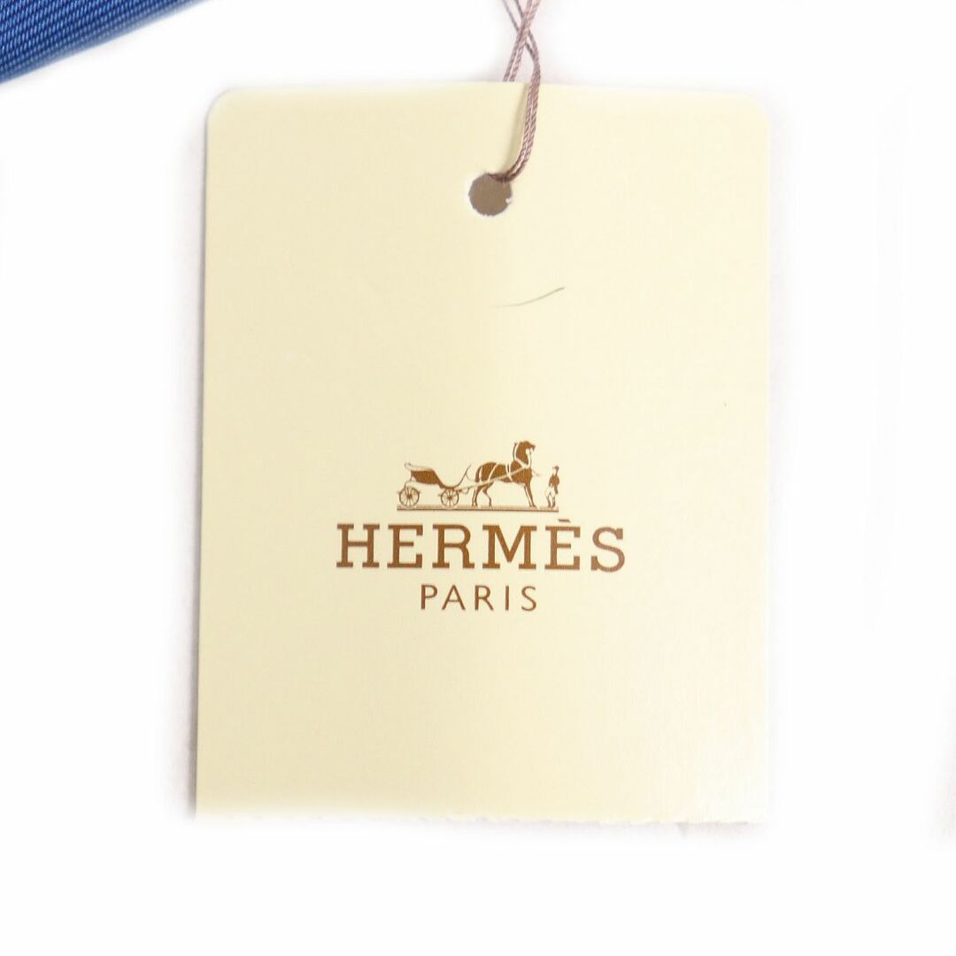 未使用品◆HERMES エルメス クラヴァット 総柄 シルクツイル ネクタイ/レギュラータイ ブルー フランス製 箱・リボン付き