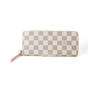 ルイヴィトン(LOUIS VUITTON)のやや傷や汚れあり ルイヴィトン ポルトフォイユ クレマンス ダミエ アズール N61264 レディース 小銭入れ付長財布 ホワイト(財布)