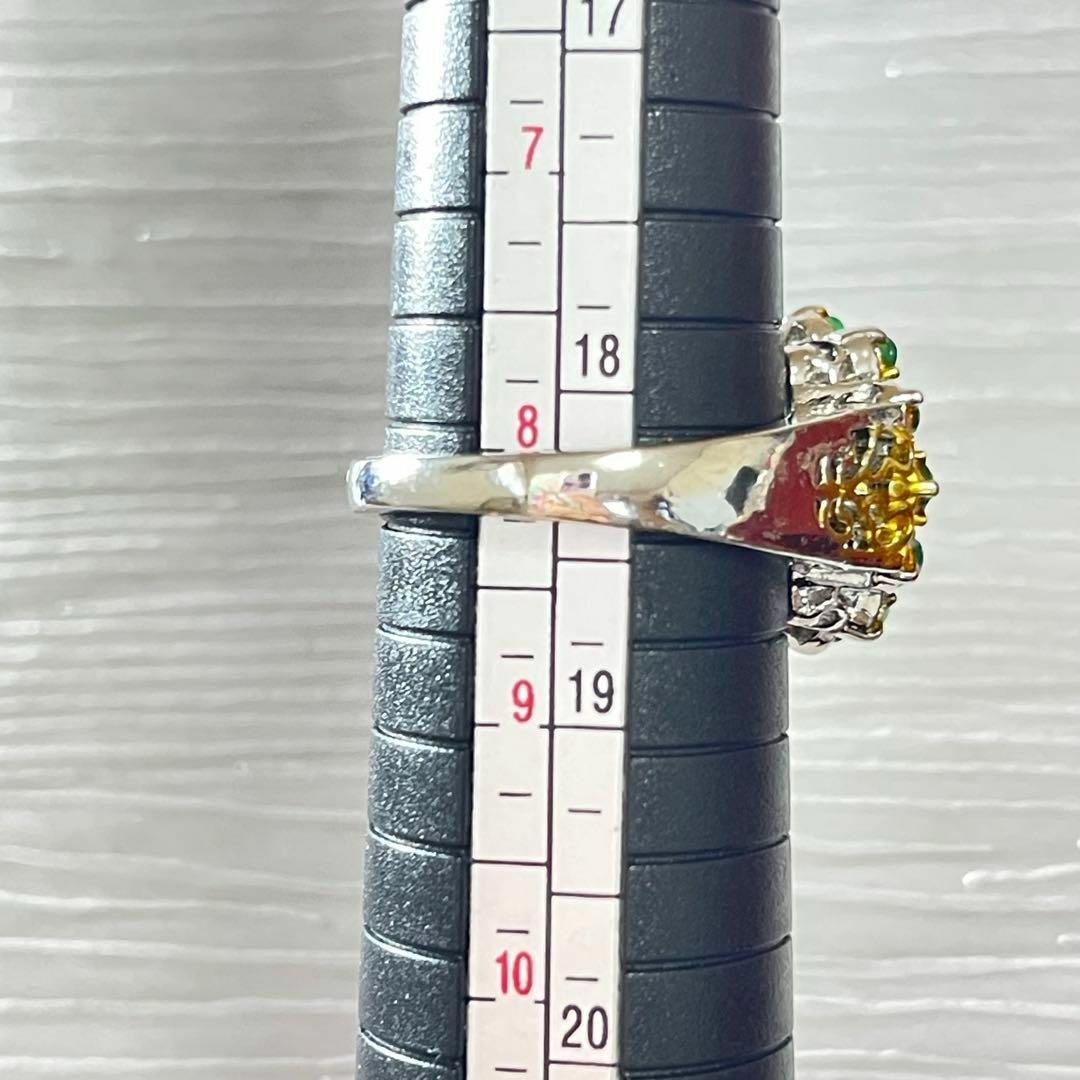 指輪　レディース　シルバー　エメラルド　リーフ　葉っぱ　フローラル　海外 レディースのアクセサリー(リング(指輪))の商品写真
