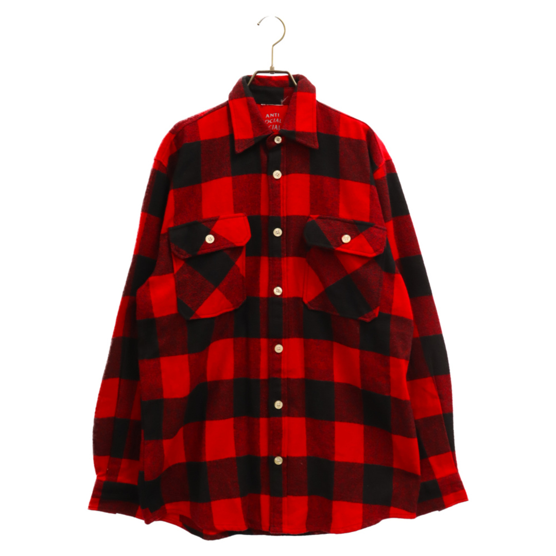 ANTI SOCIAL SOCIAL CLUB アンチソーシャルソーシャルクラブ NO EXPECTATIONS FLANNEL バックロゴプリント  ネルシャツ 長袖シャツ レッド