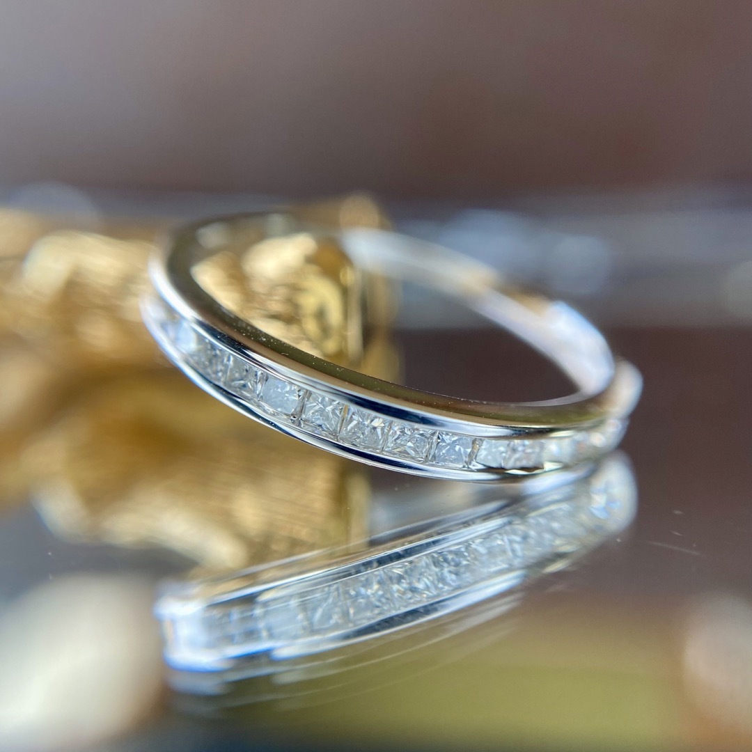 天然 プリンセスカット ダイヤモンド エタニティ 計0.25ct K18WG-