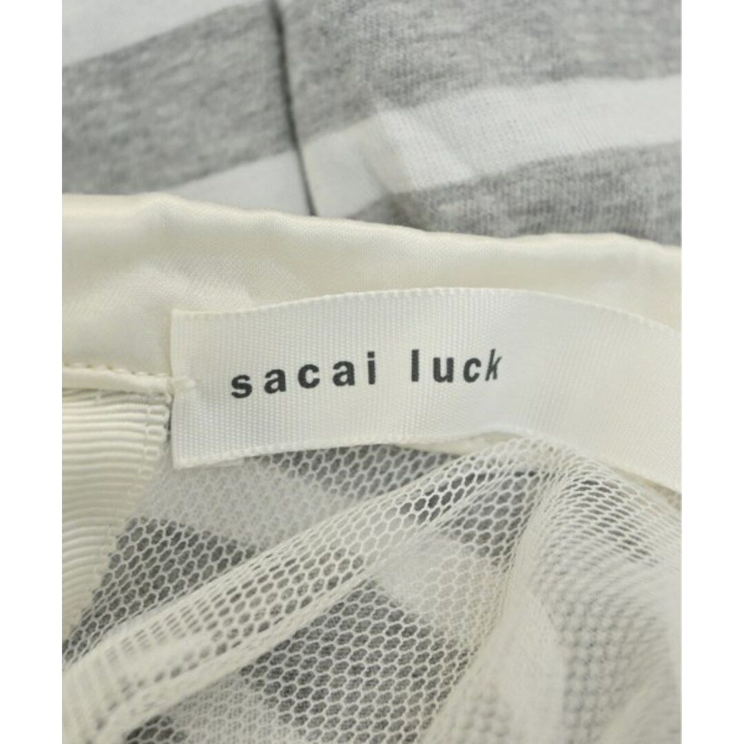 sacai luck Tシャツ・カットソー 2(M位) グレーx白(ボーダー) 【古着】【中古】