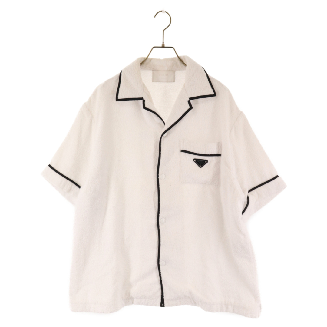 PRADA プラダ 22SS Terry Bowling Shirt トライアングルロゴプレートテリーボウリング半袖シャツ SC559 S212 1ZR3 ホワイト