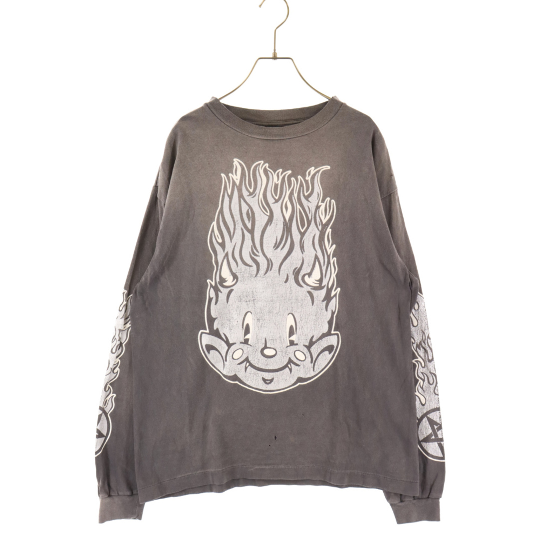 565センチ肩幅SAINT MICHAEL セントマイケル 23SS FIRE BABY L/S Tee ファイヤーベイビーロングスリーブTシャツ 長袖Tシャツ グレー SM-S23-0000-026