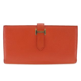 エルメス(Hermes)の【HERMES】エルメス ベアンスフレ ヴォーエプソン オレンジ T レディース 長財布(財布)