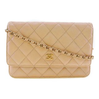 シャネル(CHANEL)の【CHANEL】シャネル クラシックチェーンウォレット マトラッセ 長財布 キャビアスキン ベージュ レディース チェーンウォレット(その他)