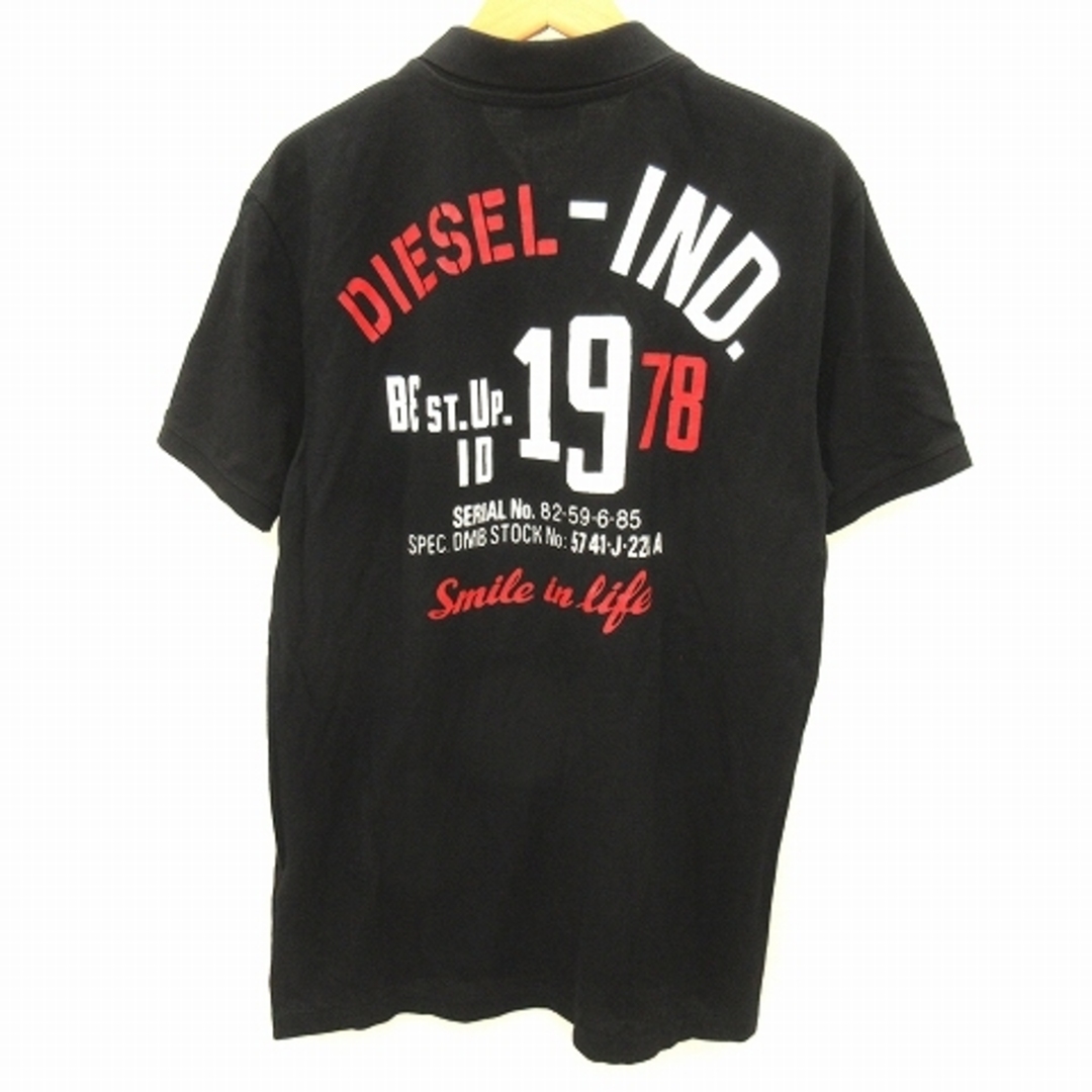 DIESEL(ディーゼル)のディーゼル ポロシャツ ロゴ プリント 半袖 鹿の子 コットン 黒 ブラック メンズのトップス(ポロシャツ)の商品写真