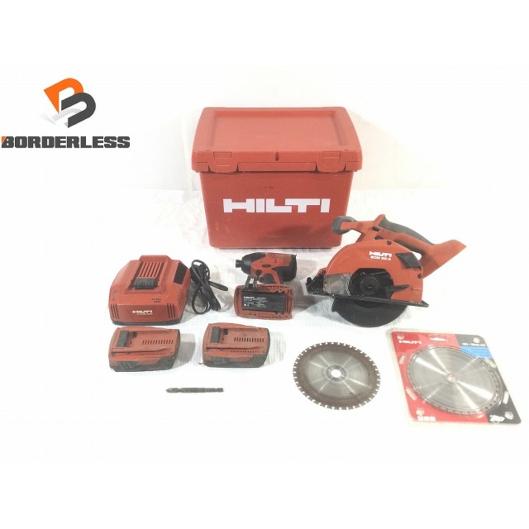 ☆品☆ HILTI ヒルティ メタル用コードレス丸ノコ SCM22-A インパクトドライバ SID4-A22 バッテリー2個+充電器+ケース 80641