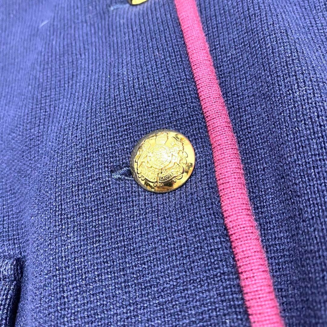ニットジャケット カジュアルローレンラルフローレン  刺繍ロゴ 金ボタンL